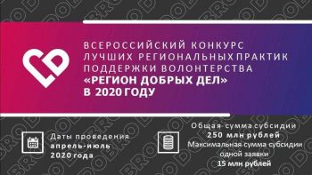 Идет прием заявок на конкурс региональных практик поддержки волонтерства «Регион добрых дел» 2020 года