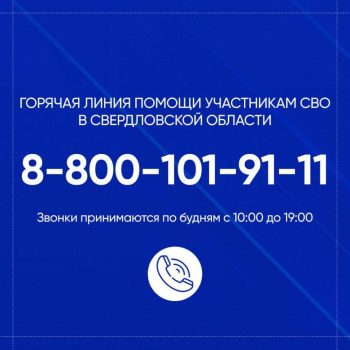 Около 500 звонков с начала года поступило на горячую линию помощи участникам СВО в Свердловской области