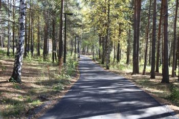 В Парке новой культуры Первоуральска асфальтируют пешеходные дорожки