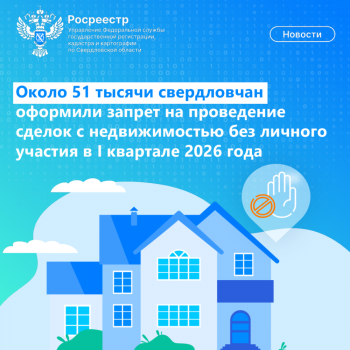 Около 51 тысячи свердловчан оформили запрет на проведение сделок с недвижимостью без личного участия в I квартале 2026 года